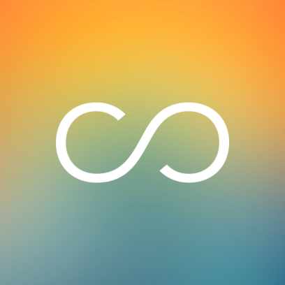 The Vancouver Foundation infinity logo against an orange and blue gradient background as a placeholder for Holly's headshot.